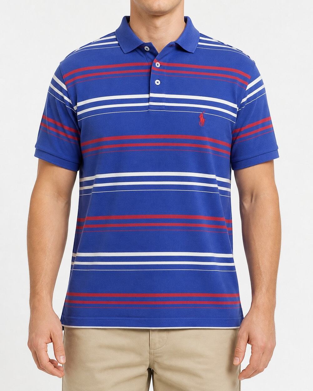 Polo Golf Ralph Lauren Polo Shirt Mens Large Blue White Striped Short Sleeve